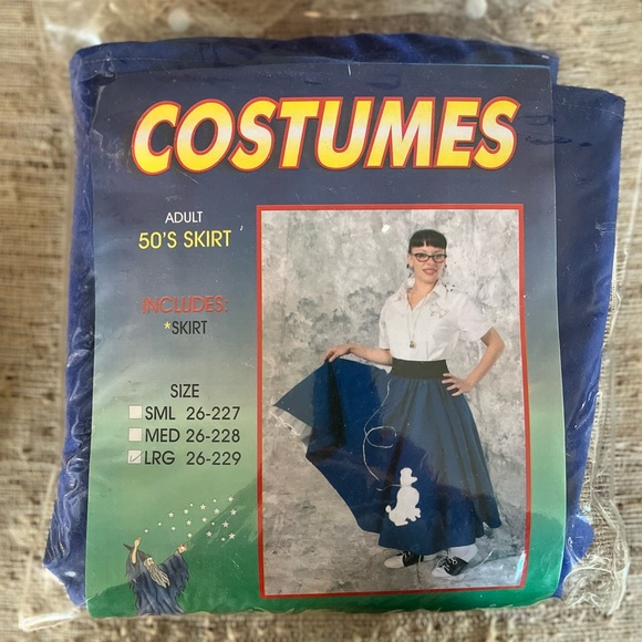 NEW Quality Fabric 50's Style Blue Poodle Skirt Costume Large Halloween - Picture 1 of 4